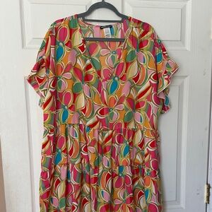 HEIMISH USA Multicolor Floral V-Neck Tiered Top